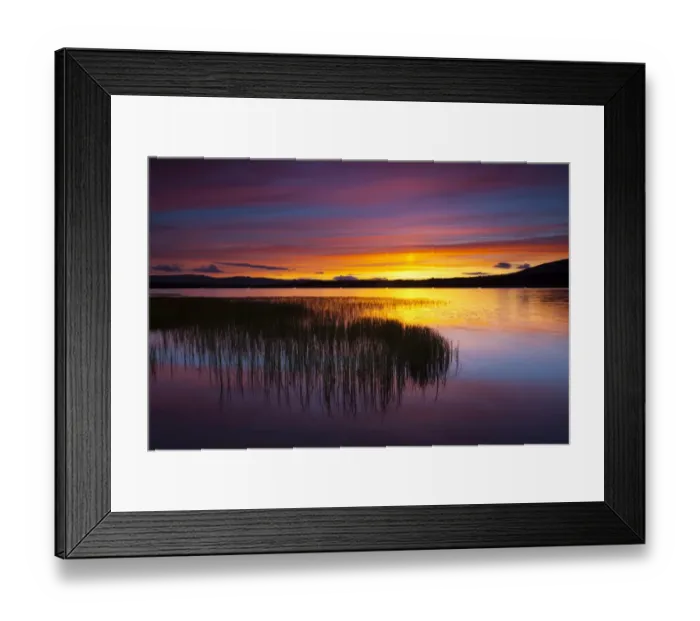 Framed Print : Scotland, Scottish Highlands, Cairngorms National Park. Summer sunset over Loch Morlich near Aviemore