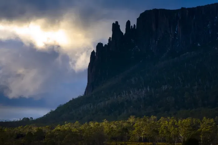 Framed Print : Australia, Tasmania, Cradle Mt - Lake St Clair National Park. Dramatic sky