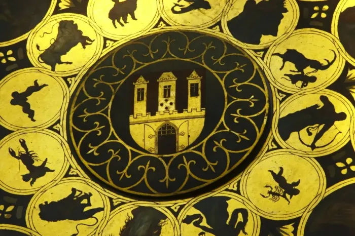 Framed Print : Czech Republic, Prague, Old Town Square, Astronomical Clock. Detail of the astronomical clock on the old town hall