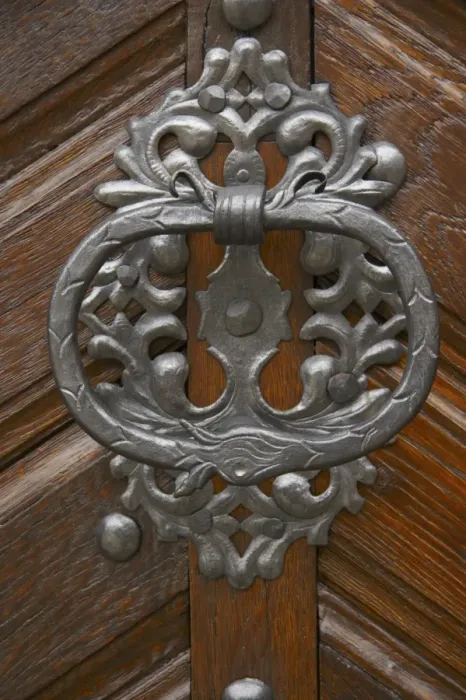 Framed Print : Czech Republic, Prague, Prague Castle. Detail of door on a building forming part of Prague Castle in the city