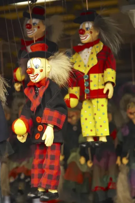 Framed Print : Czech Republic, Prague, Prague City. Traditional Czech Clown Puppet on a market stall in Prague