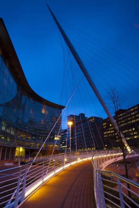 Framed Print : England, Greater Manchester, Manchester. The Trinity Bridge, spanning the banks of the River Irwell near