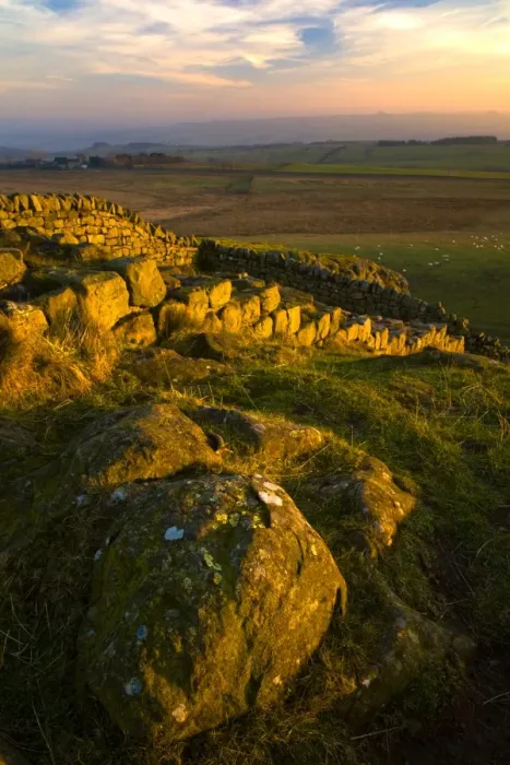 Framed Print : England, Northumberland Hadrians Wall. The world heritage site of Hadrians Wall near the town of Once