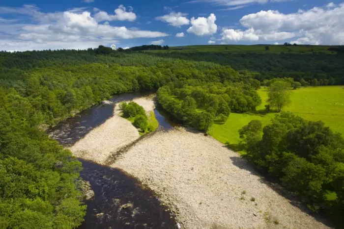 Framed Print : England, Northumberland, Lambley Viaduct. The River South Tyne flowing through a valley of woodland