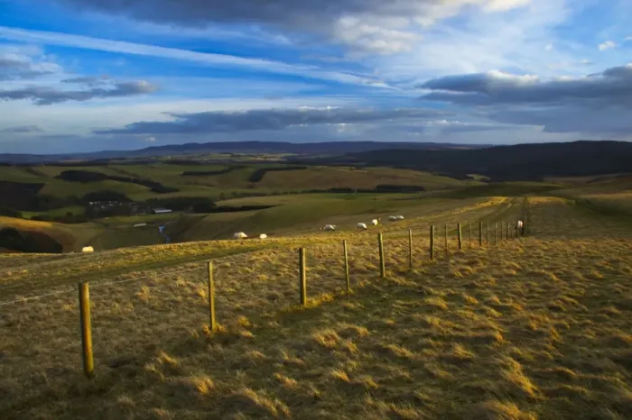 Framed Print : England, Northumberland, Northumberland National Park. A wire fencel running alongside the historic Clennell Steet route, as it heads towards Alwinton