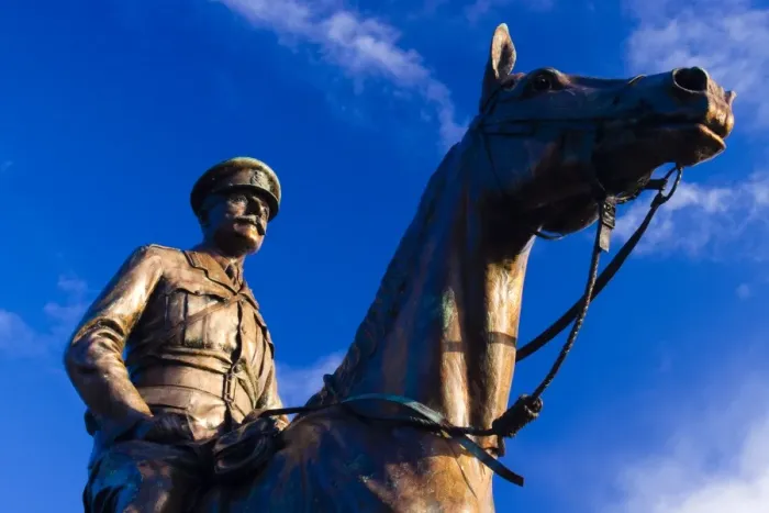 Framed Print : Scotland, Edinburgh, Edinburgh Castle. Statue of Field Marshal Earl Haig located on the Edinburgh Castle