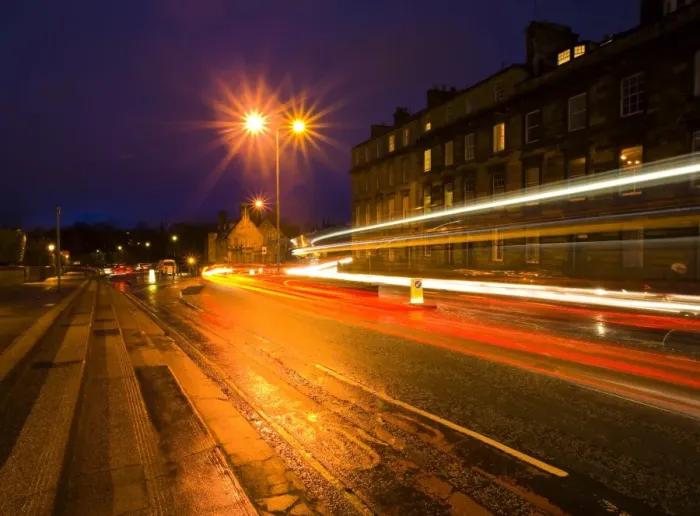Framed Print : Scotland, Edinburgh, Edinburgh City. Queensferry Street heading north towards the Dean Bridge