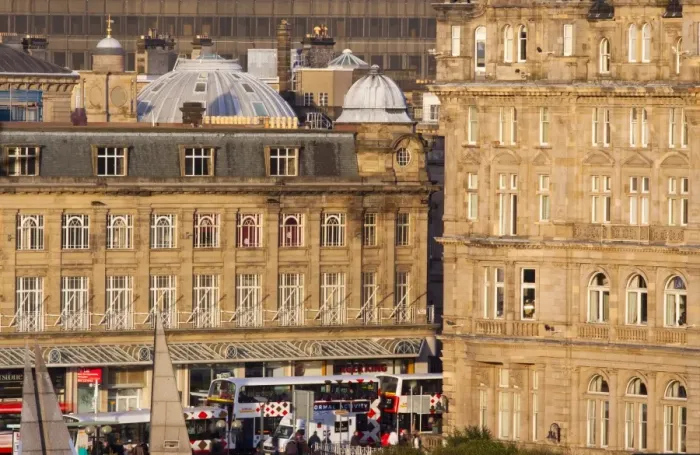 Framed Print : Scotland, Edinburgh, Princes Street. Typical architecture of the shops