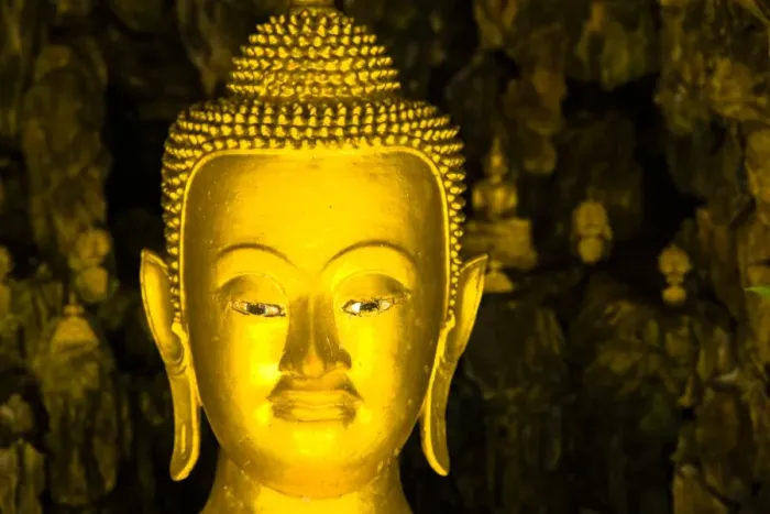 Framed Print : Thailand, Bangkok, Wat Chana Songkram. Buddha statue at Wat Chana Songkram