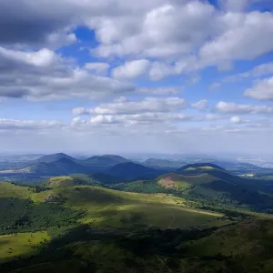 Auvergne Volcanoes Print: Elevated View of Chaine des Puys