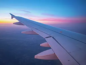 Conservation Prints: Airplane Wing Above Germany at Sunset