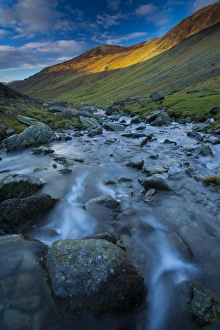 England, Cumbria, The Lake District. The Gatesgarthdale Beck running downstream towards Bettermere from