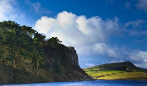 England, Northumberland, Hadrians Wall. Crag Lough and the Great Whin Sill