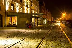 Unesco Prints: Scotland, Edinburgh, Leith. Cobbled pedestrian walkway on the Leith Commercial Quay