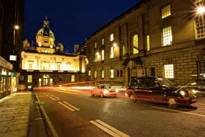 Edinburgh Prints: Scotland, Edinburgh, Old Town. A city taxi waiting in traffic on Bank Street