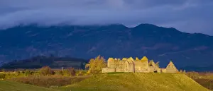 Scotland, Scottish Highlands, Cairngorms National Park. Dramatic light bathes the Ruthven Barracks